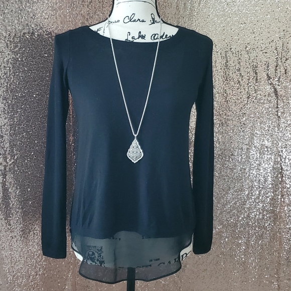 NWOT Black Express Sweater with Sheer Back Opening - Picture 2 of 6